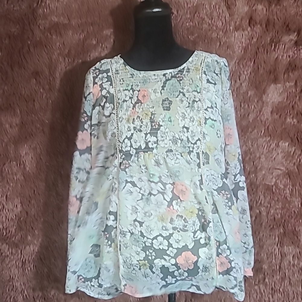 Motherhood Sheer Floral Top Over Tank